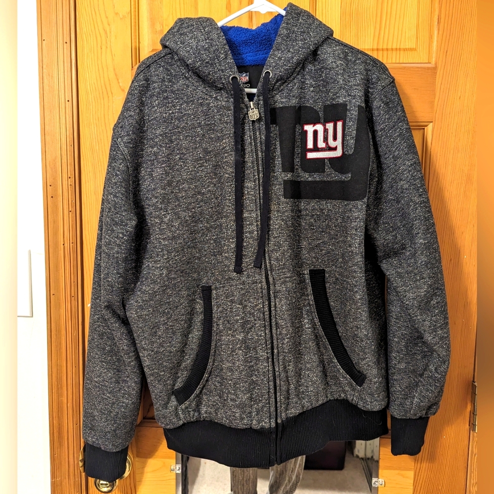 New York Giants sherpa lined zip up sweatshirt hoodie, Size L